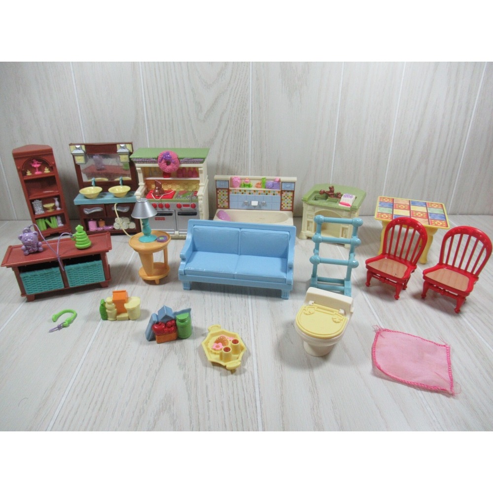 Fisher Price Loving Family Dollhouse lot bathroom living room Xmas kitchen sound